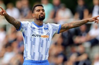 NEURUPPIN, GERMANY - JULY 07:  Kevin Prince Boateng of Berlin reacts during the pre-season friendly match between MSV Neuruppin and Hertha BSC at Neuruppiner Volksparkstadion on July 7, 2021 in Neuruppin, Germany.  (Photo by Matthias Kern/Getty Images)