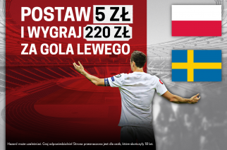 Specjalna promocja na Polska – Szwecja. Gol Lewandowskiego po kursie 50.0!