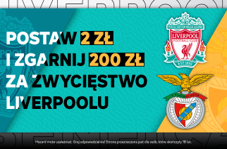 Specjalna promocja na mecz Liverpool – Benfica. Postaw 2 zł i zgarnij 200!